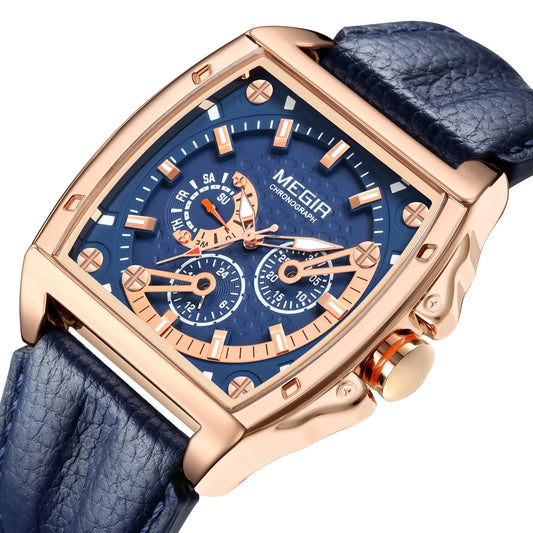 MEGIR™ 2204 – Relógio Masculino de Luxo Esportivo Retangular com Cronógrafo