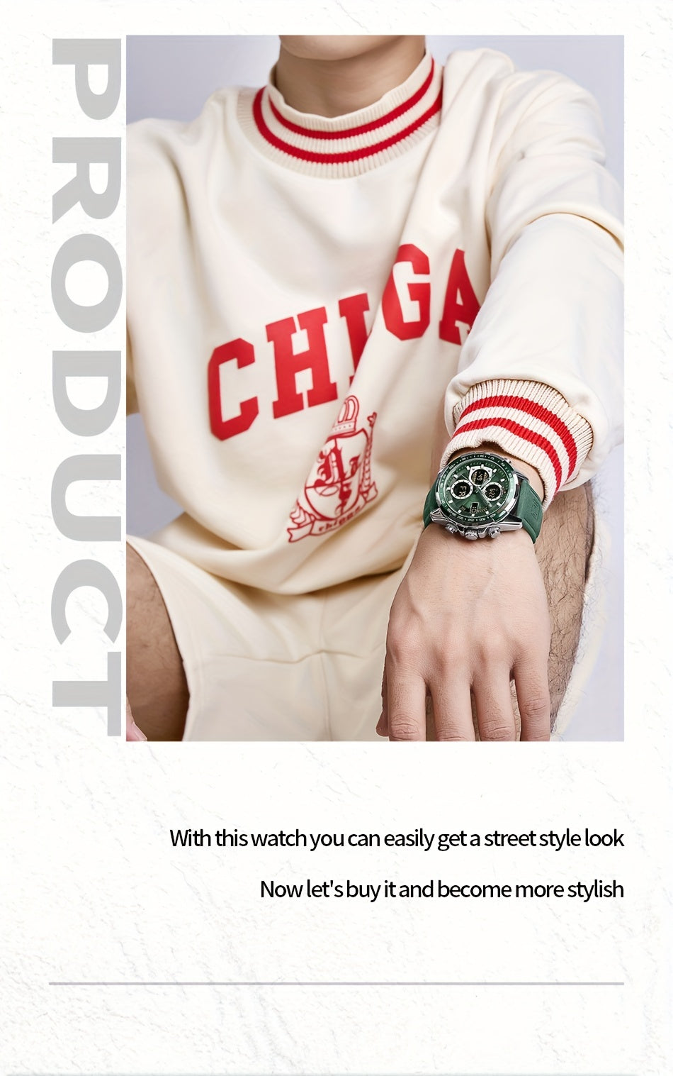 Relógio Masculino NAVIFORCE – Luxo esportivo, couro legítimo, resistente à água, cronógrafo e detalhes em verde.