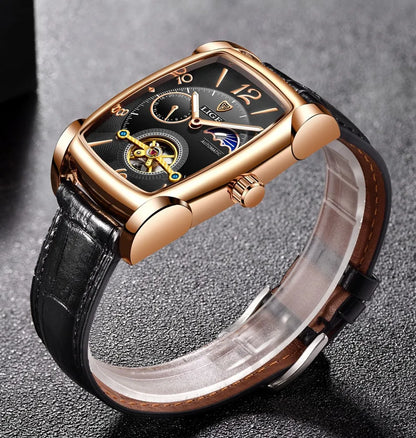 LIGE™ LG8949 – Relógio Automático Mecânico Masculino Tourbillon de Luxo