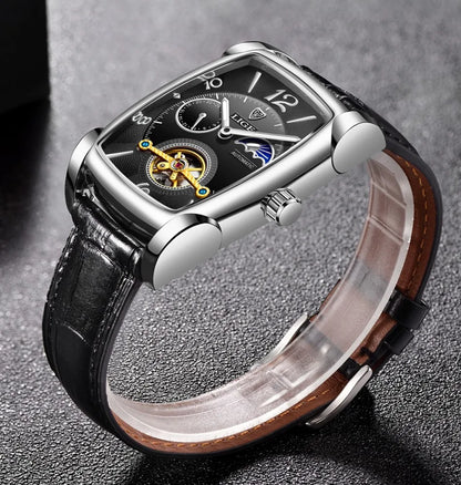 LIGE™ LG8949 – Relógio Automático Mecânico Masculino Tourbillon de Luxo
