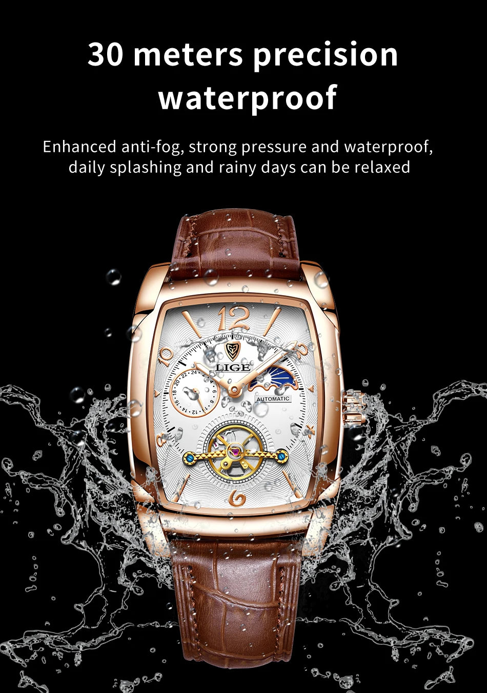 LIGE™ LG8949 – Relógio Automático Mecânico Masculino Tourbillon de Luxo