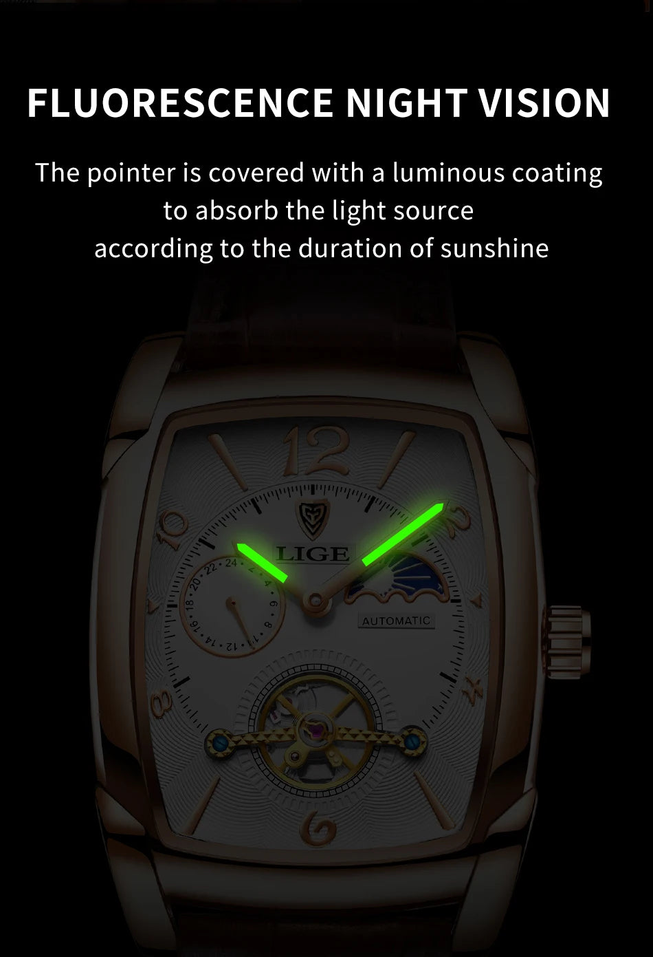 LIGE™ LG8949 – Relógio Automático Mecânico Masculino Tourbillon de Luxo