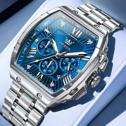 OLEVS™ 5639 – Relógio Masculino Luxo Cronógrafo Tonneau. Design Distinto. Precisão Moderna. Estilo Inconfundível.
