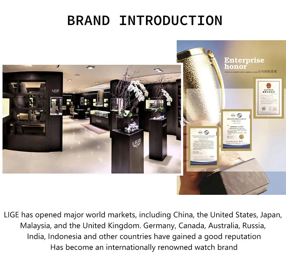 LIGE™ LG89208 – Relógio Masculino Esportivo Quadrado com Cronógrafo