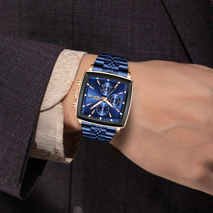 LIGE™ LG89208 – Relógio Masculino Esportivo Quadrado com Cronógrafo