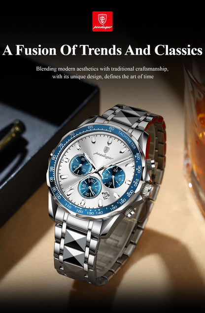 POEDAGAR™ 815-WH1 – Relógio Masculino de Luxo em Aço Inoxidável com Cronógrafo