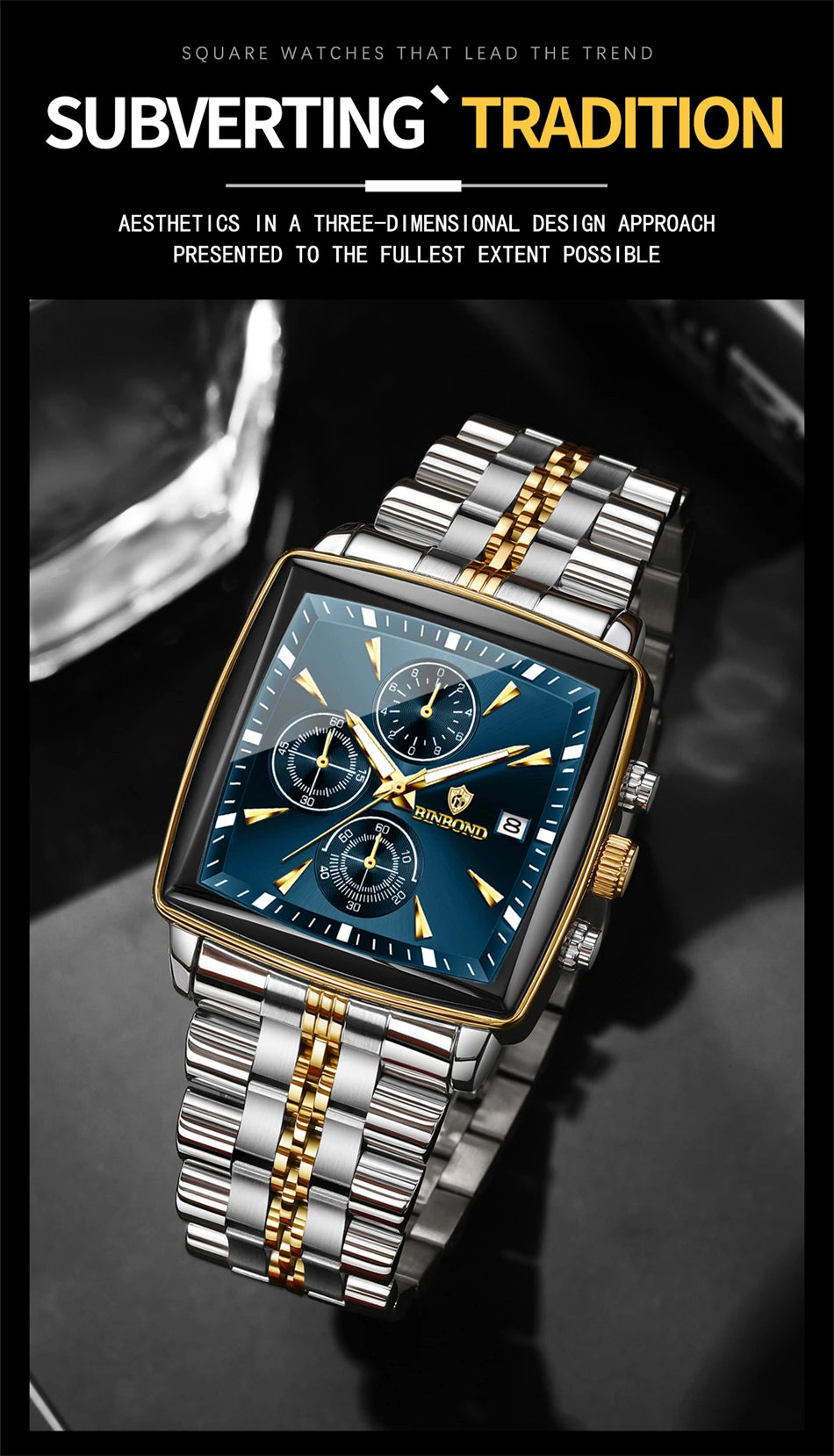 POEDAGAR™ – Relógio Masculino de Luxo Quadrado em Aço Inoxidável