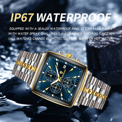 BINBOND™ – Relógio Masculino Esportivo de Luxo Quadrado com Cronógrafo