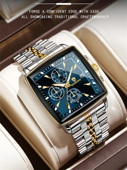 POEDAGAR™ – Relógio Masculino de Luxo Quadrado em Aço Inoxidável