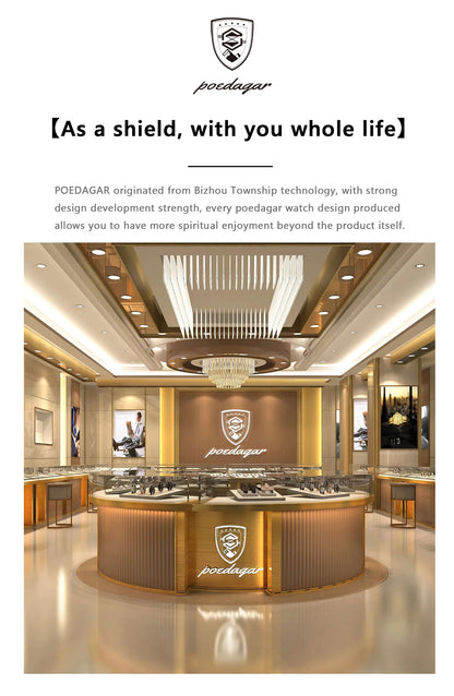 POEDAGAR™ 815-WH1 – Relógio Masculino de Luxo em Aço Inoxidável com Cronógrafo