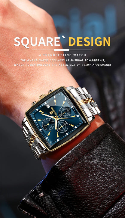 BINBOND™ – Relógio Masculino Esportivo de Luxo Quadrado com Cronógrafo