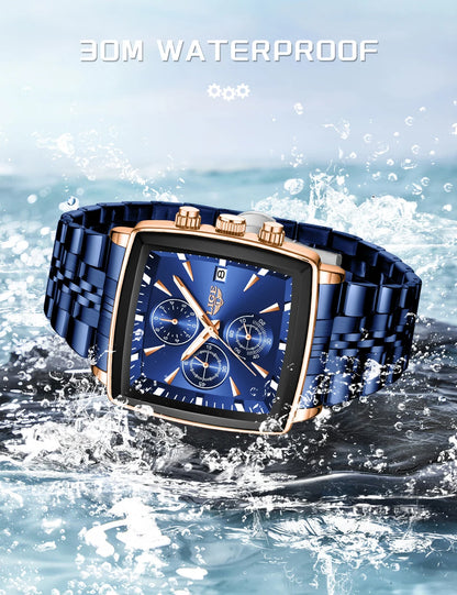 LIGE™ LG89208 – Relógio Masculino Esportivo Quadrado com Cronógrafo