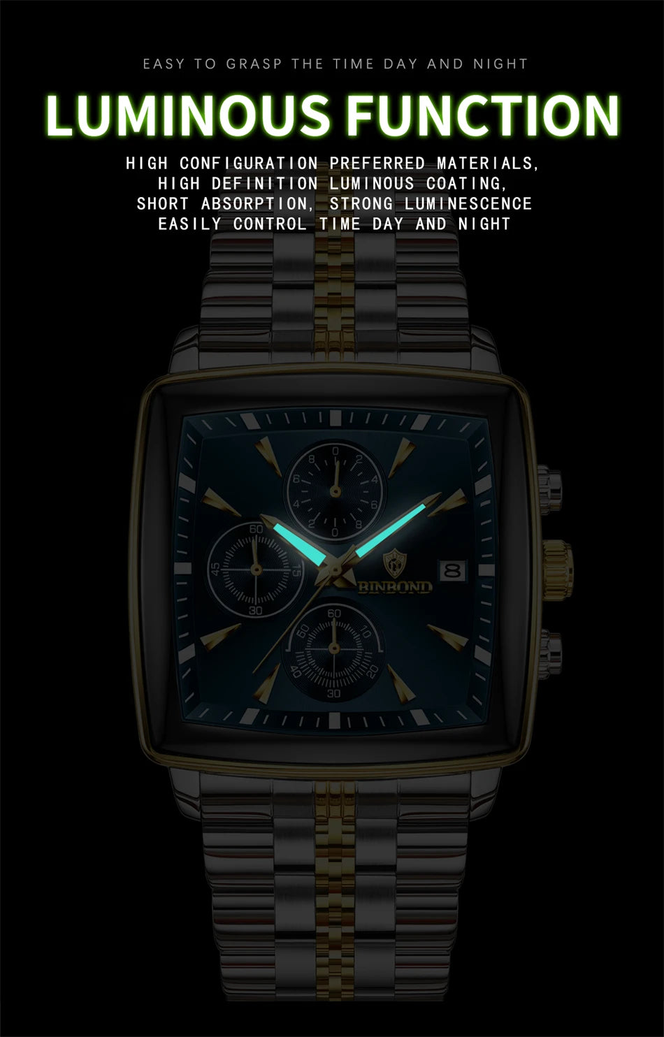 POEDAGAR™ – Relógio Masculino de Luxo Quadrado em Aço Inoxidável