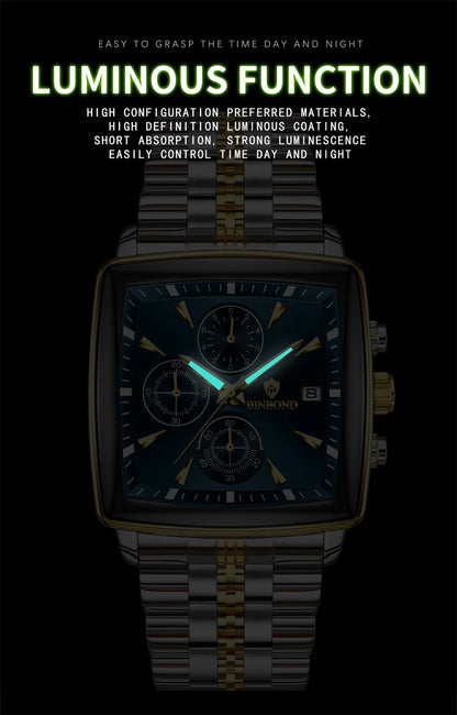 POEDAGAR™ – Relógio Masculino de Luxo Quadrado em Aço Inoxidável